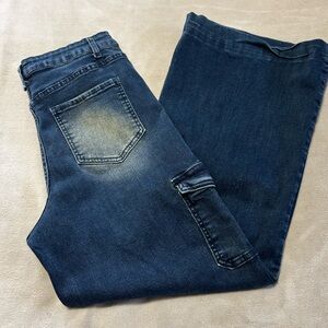 YMI Dark Blue Wide Leg Flare Jeans